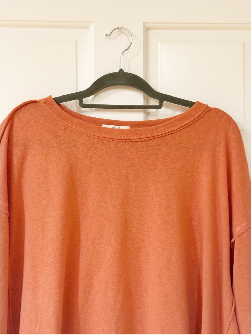 Easel Rust Orange Lace Trim Long Sleeve Top Size L - Picture 3 of 8